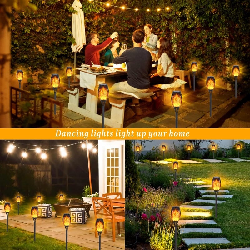 RIDALUX Solar Lights Outdoor, 8Pack Solar Torch Light with Flickering Flame for Garden Decor, Waterproof Outdoor Lighting Landscape, LED Flame Torches for Outside Patio Pathway Yard Decorations - Image 2